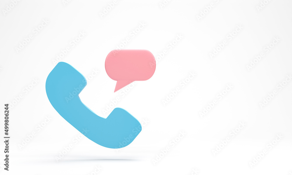 Aufkleber 3d rendering, 3d illustration. phone call icon with speech bubble isolated on white background. tele