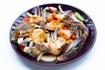 spicy green mango salad with blue crab