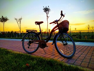 bike on sunset