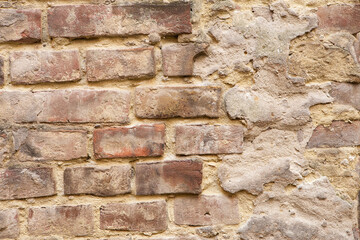 Wall with red bricks. Old brick wall background. grunge brick background