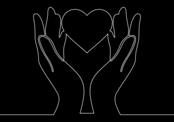  drawing of hand holding heart.vector illustration