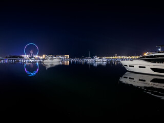 Night view of the marina