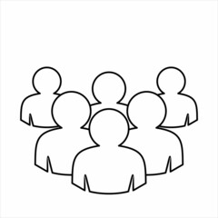 Illustration of a crowd of people icon of vector silhouettes. Social icon.