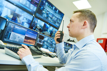 Surveillance security system. Video monitoring woker