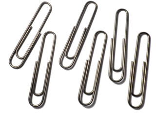 Metal paper clips on a white background. office supplies. isolated