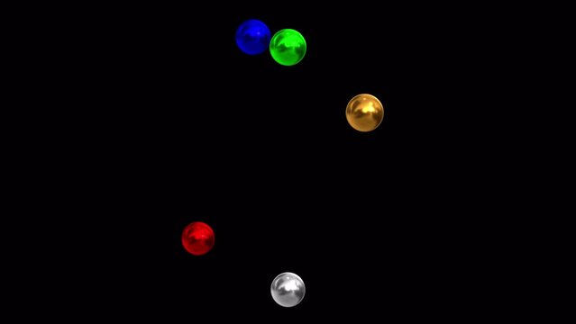 Rotating 5 Color Elemental Metal beads Alpha Loop