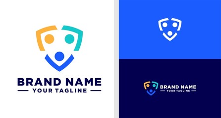 SHIELD LOGO SECURITY COMMUNITY PEOPLE EDITABLE