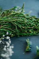 bunch of raw wild asparagus
