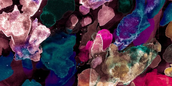 Acrylic Paint Ink. Multicolored Art. Multicolor Acrylic Vintage Sketch. Colorful Color Ink Underwater. Multicolor Paper Grunge. Ink Modern Style.