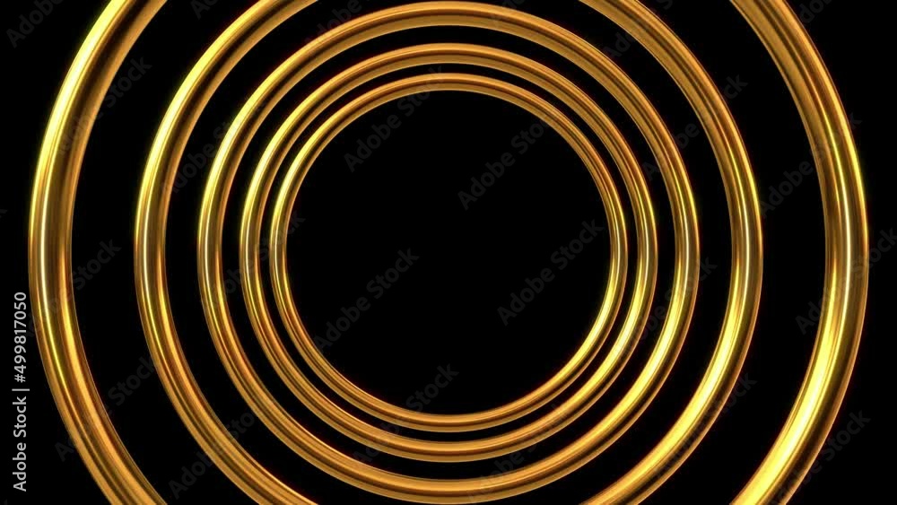 Wall mural Concentric Gold Metal Circle Ring Frame Loop