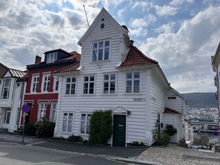 Old Wooden Houses in historical Nordnes District Bergen Norway