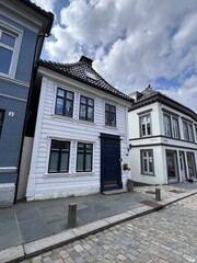 Old Wooden Houses in historical Nordnes District Bergen Norway