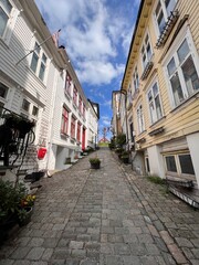 Old Wooden Houses in historical Nordnes District Bergen Norway