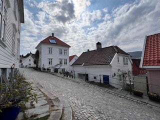 Old Wooden Houses in historical Nordnes District Bergen Norway