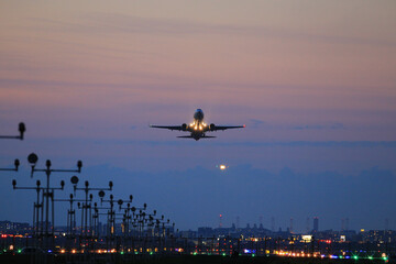 airplane at sunset