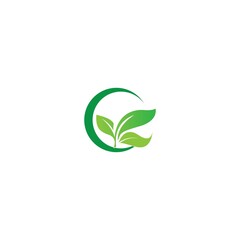 Tree leaf vector logo design, eco-friendly