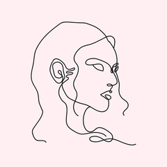 Woman minimal hand-drawn illustration. one-line style drawing