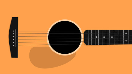 Acoustic guitar close-up, EPS 10 vector illustration. Minimalist guitar background. - 499821269