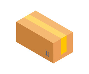 Postal rectangle cardboard box delivery order minimalist isometric 3d icon vector illustration. Commercial parcel goods shipment remotely correspondence courier distribution logistic mail package