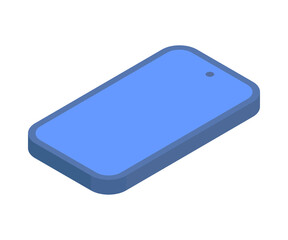 Modern portable smartphone copyspace display internet browsing online communication isometric 3d icon vector illustration. Electronic mobile phone device call remotely global connection empty screen