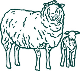 vintage illustration of sheep with horns