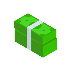 Banking stack of paper currency cash dollar money 3d icon minimalist vector illustration. Financial account bank bill isometric symbol of richness and wealth for shopping business commercial retail