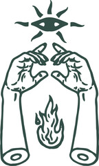 hand drawn illustration flash tattoo