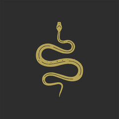 Curved snake antique minimalist hand drawn outline grunge texture vector illustration
