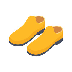 Classic male yellow stylish boots for outdoor wearing minimalist 3d icon isometric vector illustration. Traditional leather man pair shoes fashionable shopping sale discount business retail isolated