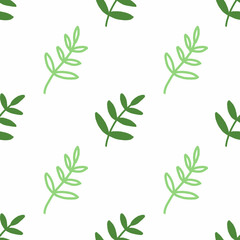 Seamless pattern with green branches. Great for printing, textile, web design, scrapbooking, souvenir products.