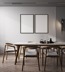 mock up poster frame in modern interior background, living room, Scandinavian style, 3D render, 3D illustration