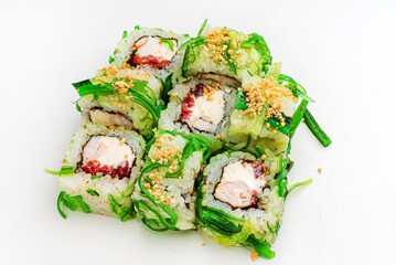 sushi set on the white