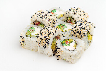 sushi set on the white