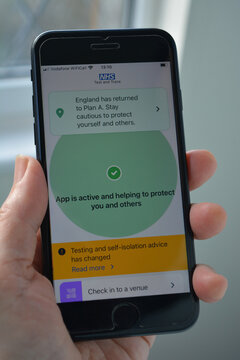 NHS Covid App On Mobile Phone