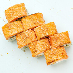 sushi set on the white