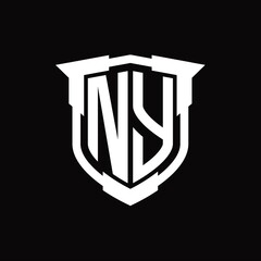 NY Logo monogram letter with shield shape design