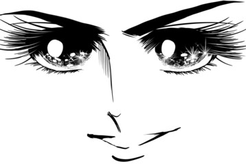 70年代少女漫画キラキラした瞳で微笑み決め顔する青年主人公のドアップイラスト