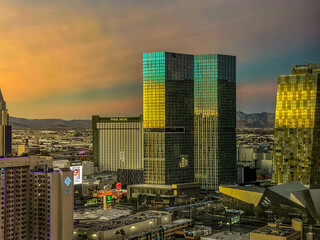 Las Vegas skyline at sunset 