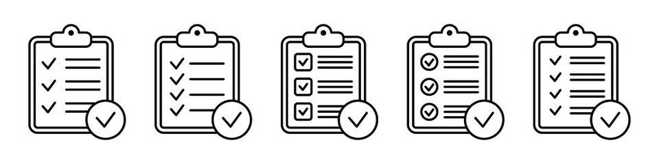 Clipboard icon. Checklist icon of an approved document. Project completed. Tasks vector icon. Task completed.