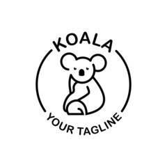 Creative logo and koala icon in mono line style, symbol, design emblem © Ahmad