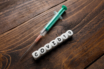 Corona virus Covid-19 vaccine text background