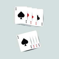 A set of four aces playing poker card vector illustration