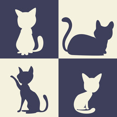Silhouette of cats in different positions