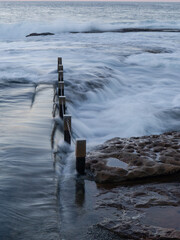 Maroubra rock pool overflow in high tide, Sydney, Australia.