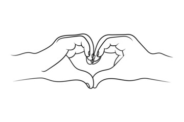 Fototapeta premium Hands show a heart sketch illustration.