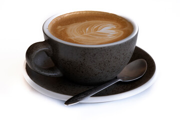 glass of hot latte on a white background