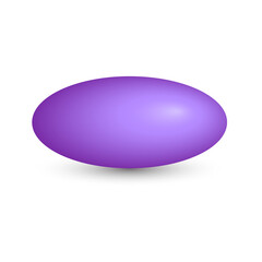 Vector purple ellipsoid with gradients and shadow for game, icon, package design, logo, mobile, ui, web, education. 3d ellipsoid on a white background. Geometric figures for your design.