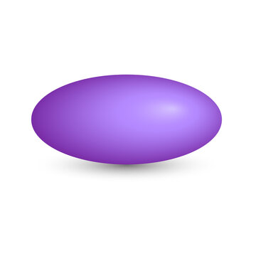 Vector purple ellipsoid with gradients and shadow for game, icon, package design, logo, mobile, ui, web, education. 3d ellipsoid on a white background. Geometric figures for your design.
