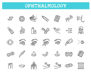 Contact lenses icon set. Flat design style