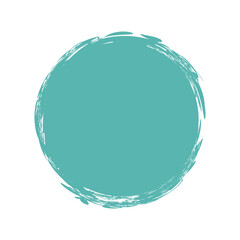 Blue Green Paint Brush Stroke Circle Isolated On White Background. Vector